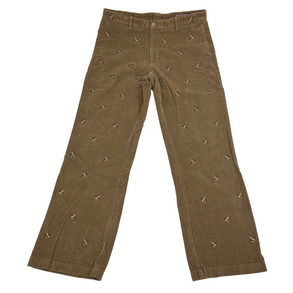 Vineyard Vines Brown Corduroy Pants Bass Embroidered